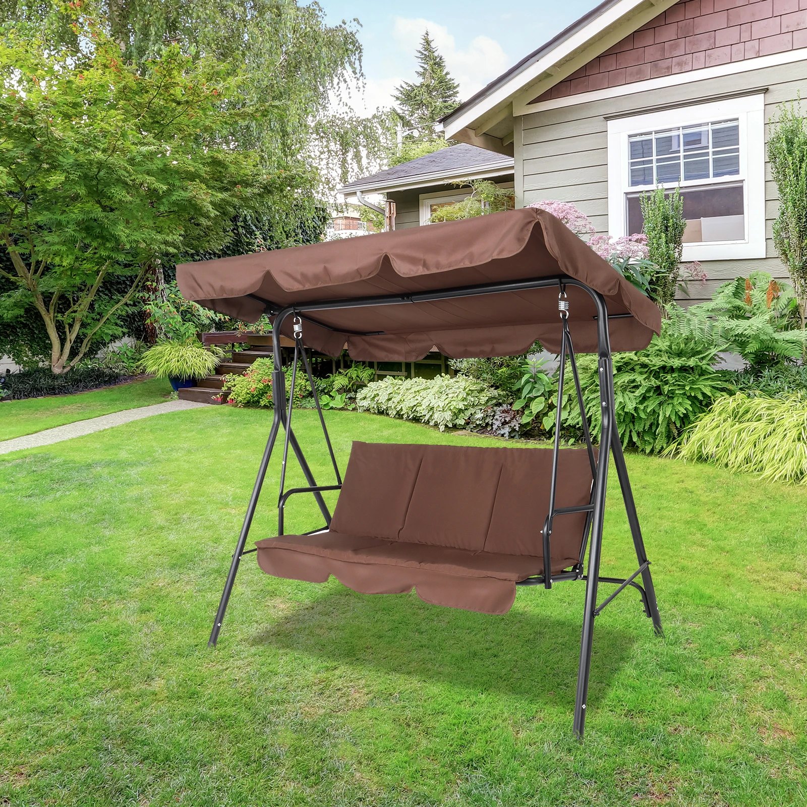 With Canopy And Cushion 250kg Load-bearing Brown[us-depot]