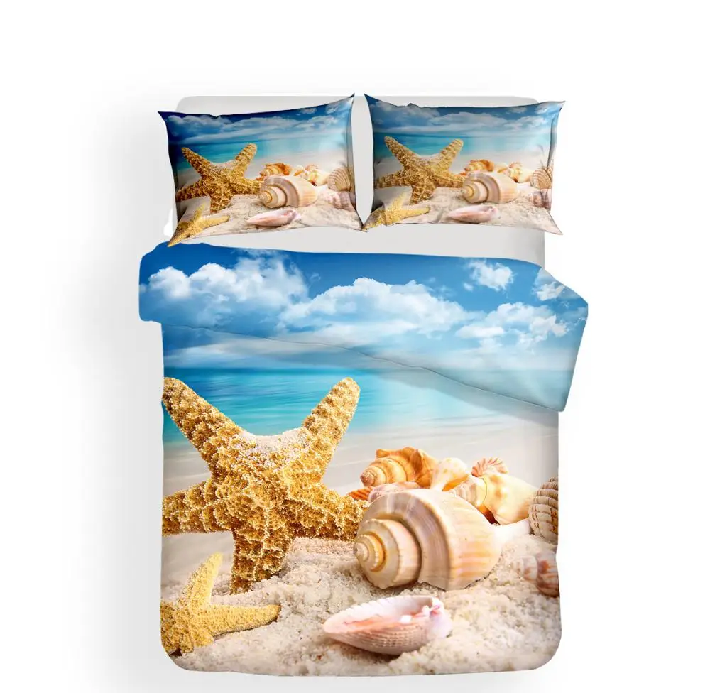Комплект постельного белья с 3D-принтом морской звезды | Дом и сад