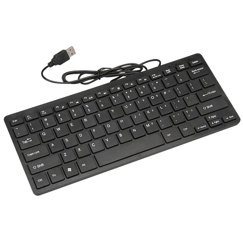 Черный ультра-тонкий тихий маленький размер 78 клавиш Мини Мультимедиа USB