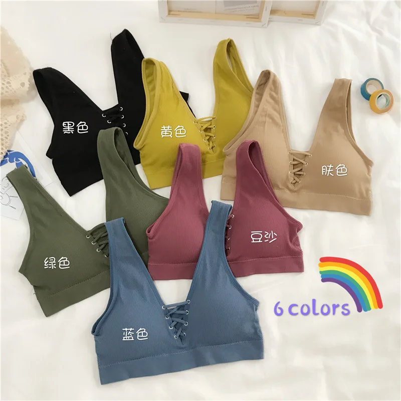 

Spot V-neck Front Lace-up Vest Slim-Fit Short Design Women's Sling Sports Fashion