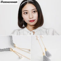 fashion hair hoop fake earrings headband korea simple fringed fake earrings card pearl earrings wild hair bezel hair accessories