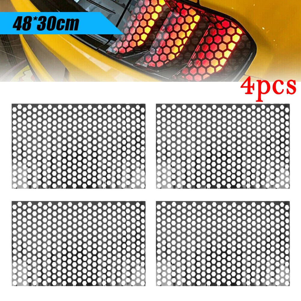 

4pcs Universal Car Rear Tail Light Lamp Stickers Honeycom Type Decal 48 X 30cm High Quality Exterior Accessories Car Stickers