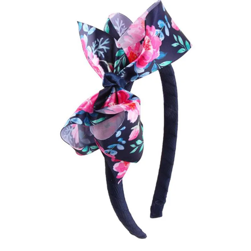 Navy blue headband Meimile цветок повязки для волос ребенка повязки голову-большой бант для девочек красивый бант аксессуары для волос темно-синий - Цвет: Navy blue headband