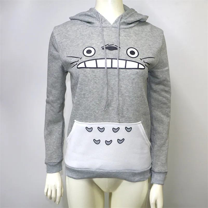 2022 Grey Cartoon Totoro Women Man Couple Hoodies Sweatshirts Kawaii Harajuku Cute Unisex Pullover Tops Korean Japanese Anime