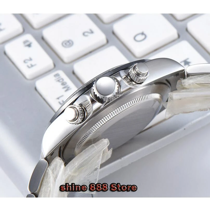 Мужские кварцевые часы с сапфировым хрусталем и хронографом белым циферблатом 39