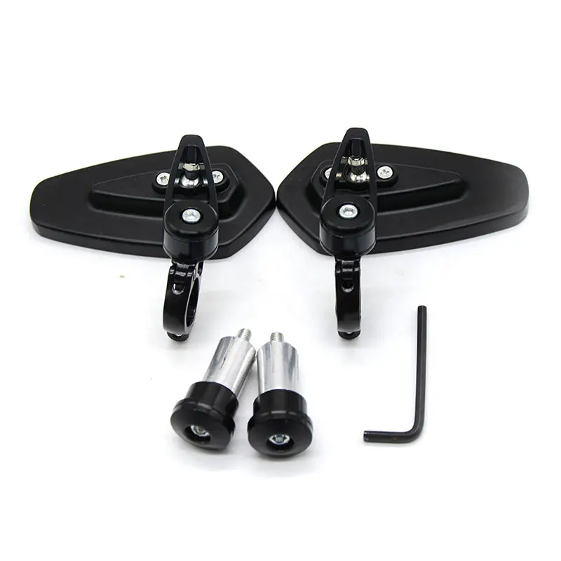 

22mm Motorcycle Universal Rear Black Aluminum Bar Handle End Side Rear View Mirrors