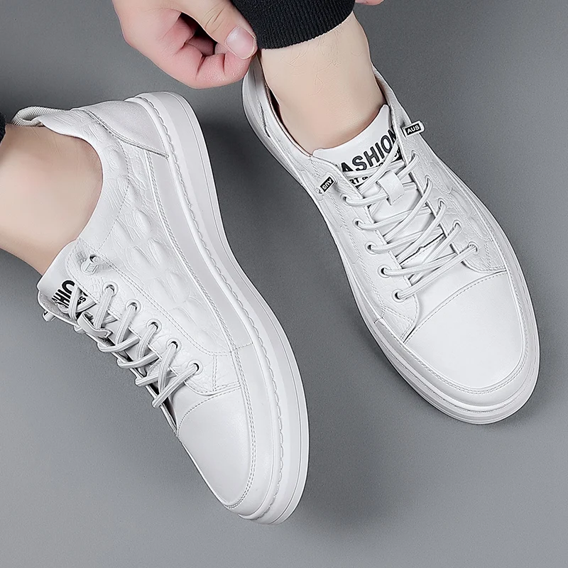

New Trend Autumn Casual Shoes Men Black Leather Shoes For Mens Top Quality Adult Casual Shoe Lace Up Men Youth Walking Shoe