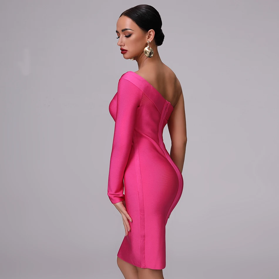 Женская обувь высокого качества с длинным рукавом на одно плечо Бандажное платье