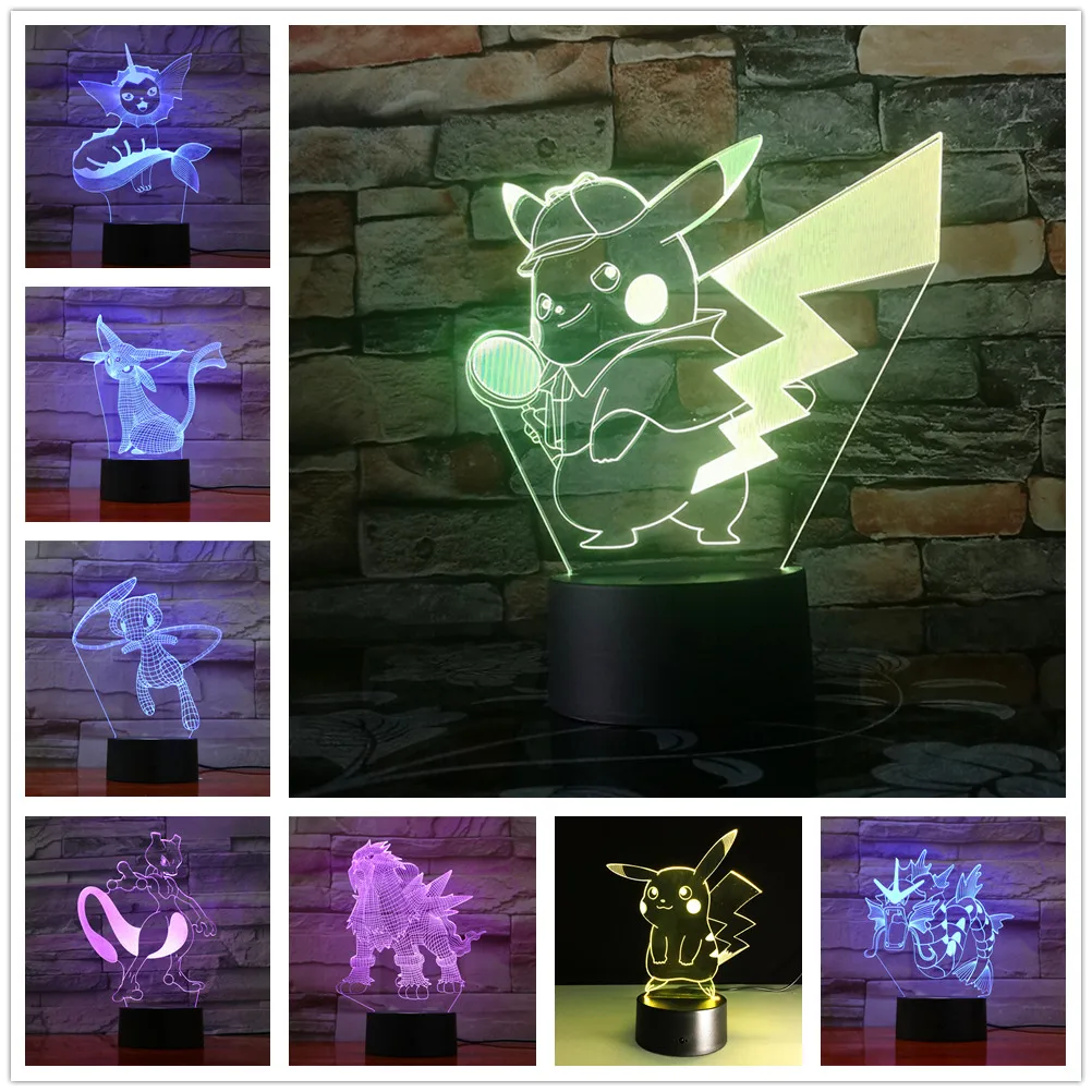 Pikachu ролевая фигурка Pokemon Go 3D RGB лампа Eevee Bird Fire Dragon Pokeball Ball Bulbasaur Bay ролевой подарок