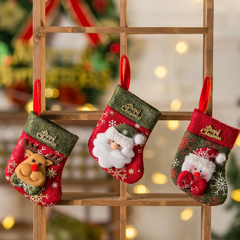 Mini santa sack Christmas gift bag Xmas tree stocking stuffers decoration presents cookie candy bags