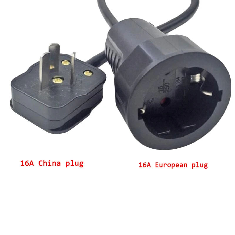 16A China plug black Европейская стандартная розетка в Китай вилка преобразования CN бытовая техника вилка в ЕС розетка адаптер питания удлинитель - Цвет: 16A China plug black