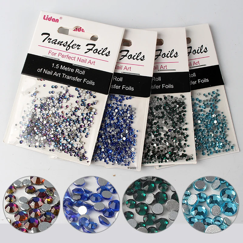 1 сумка многоразмерные стеклянные стразы для ногтей смешанные размеры украшения