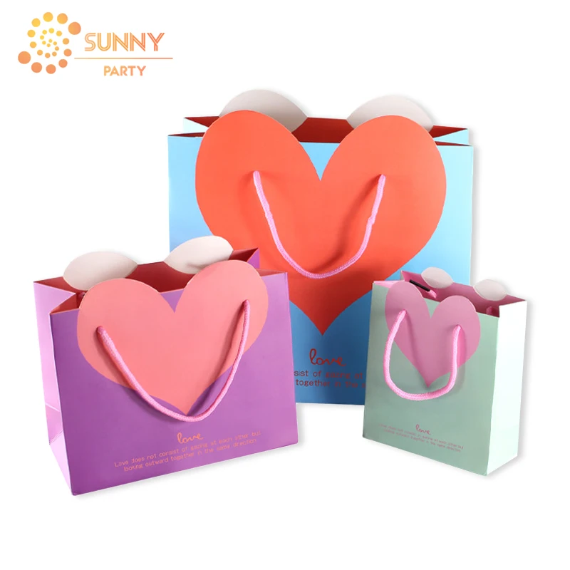 Мешки с красным сердцем бумажные пакеты S/M/L хозяйственная сумка признание