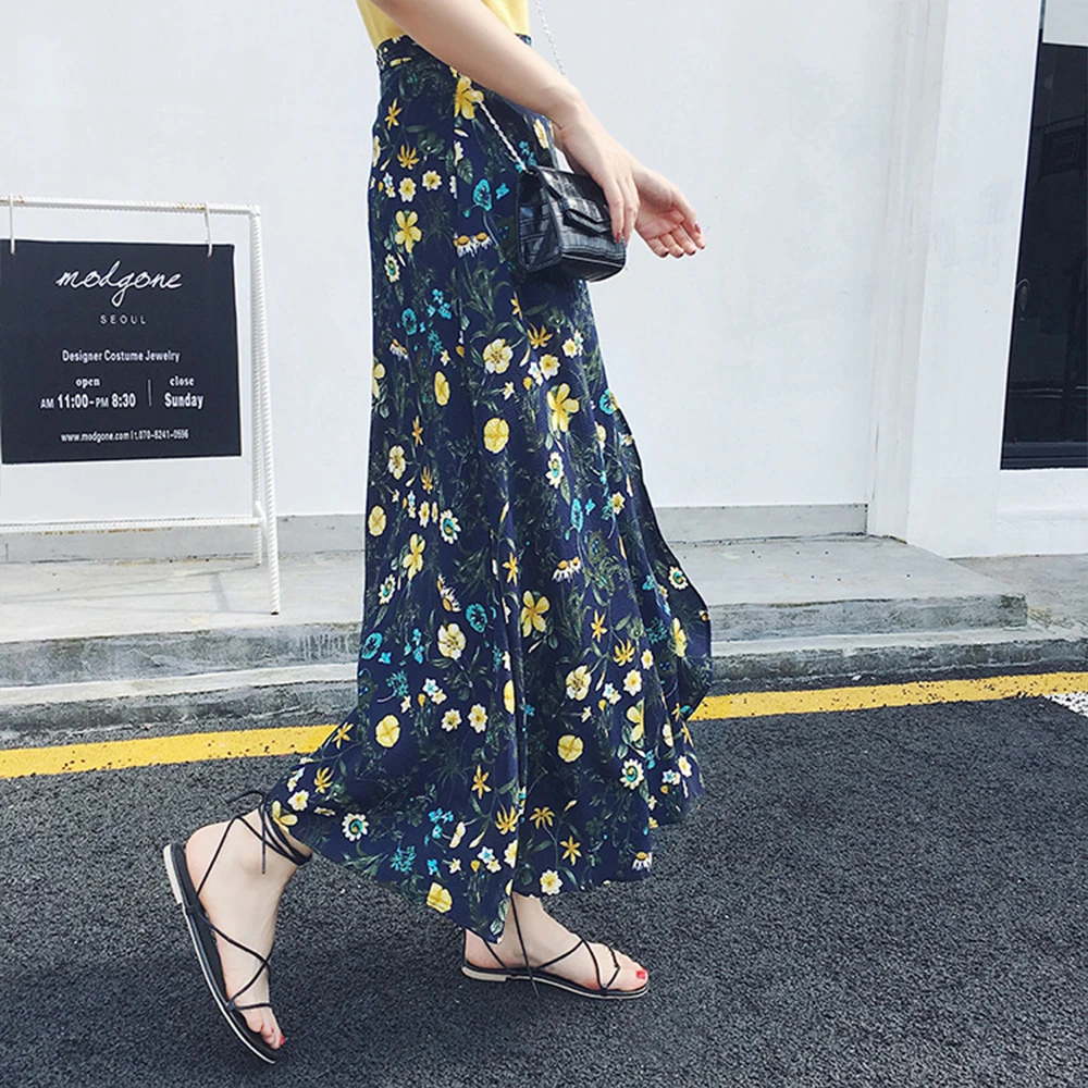 

SISHION 2021 Summer new one-piece printed skirt high waist female vintage polk dot skirts beach skirt QZ0061