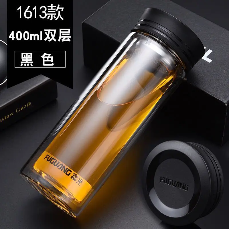 

320 / 400 double layer glass portable water cup with filter for tea making