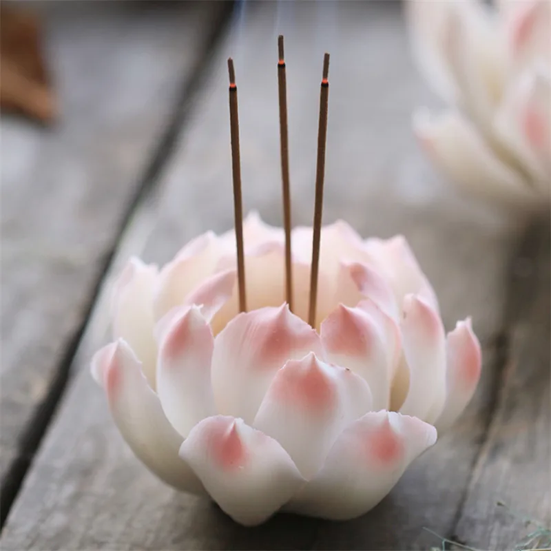 Ручной работы лотоса керамическая курильница античный сандаловое дерево