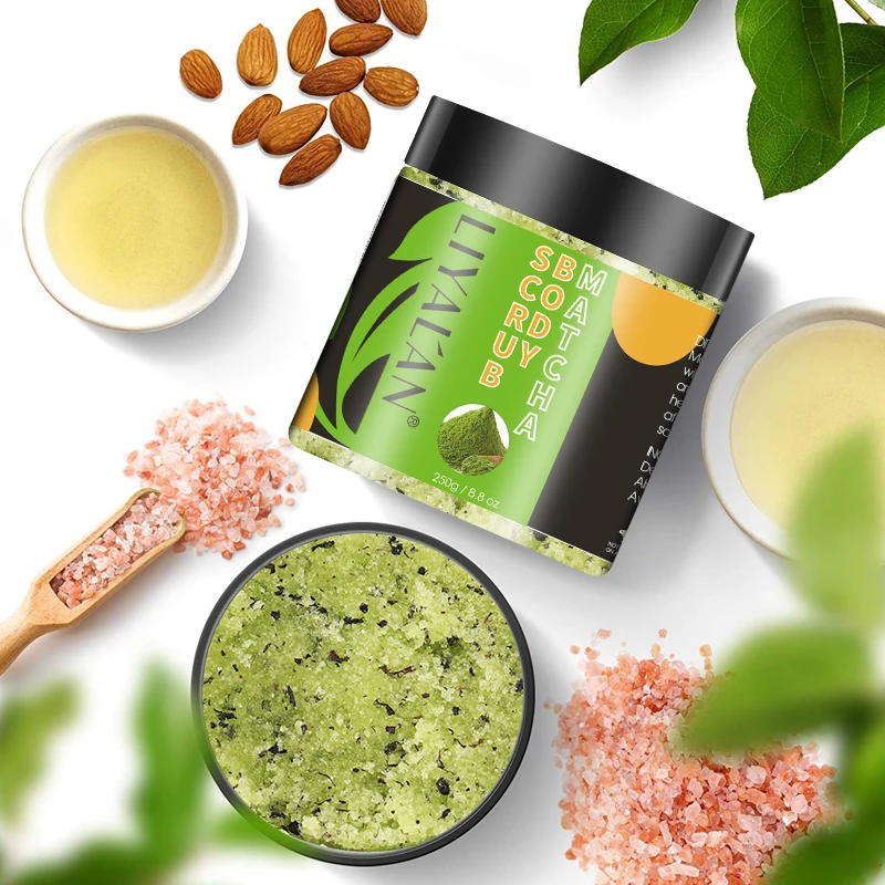 

LIYAL'AN Green Tea Body Scrub Skin Exfolianting Whitening Deep Cleansing Pore Acne Treatment Moisturizing Matcha Face Scrub 250G