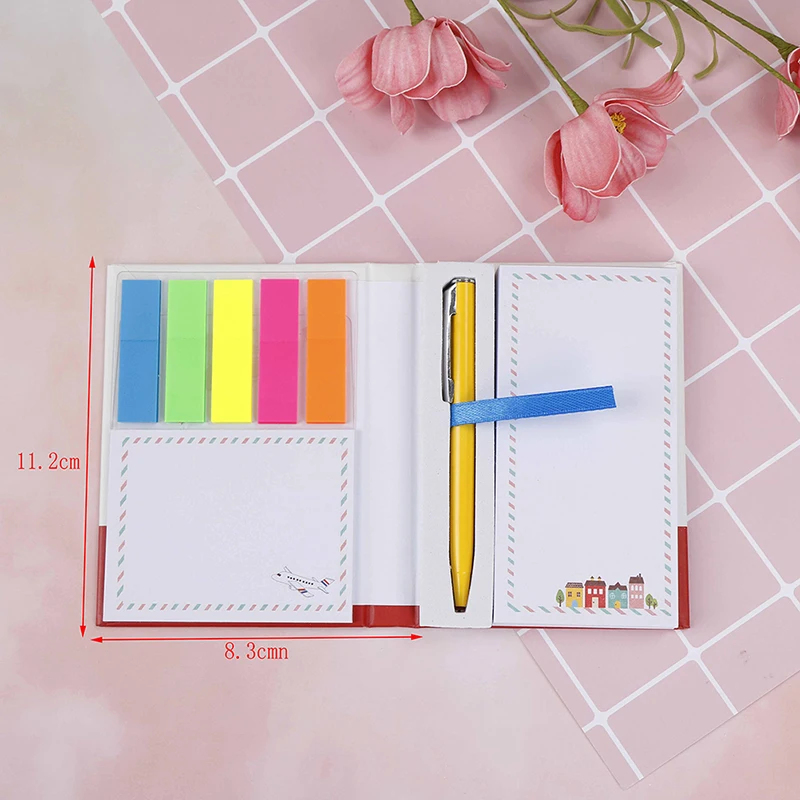 

1pc Notebook With Pen Hardcover Sticky Combination Trivial Book Diary Notepad Office School Memo Pad Random Style ZMONH