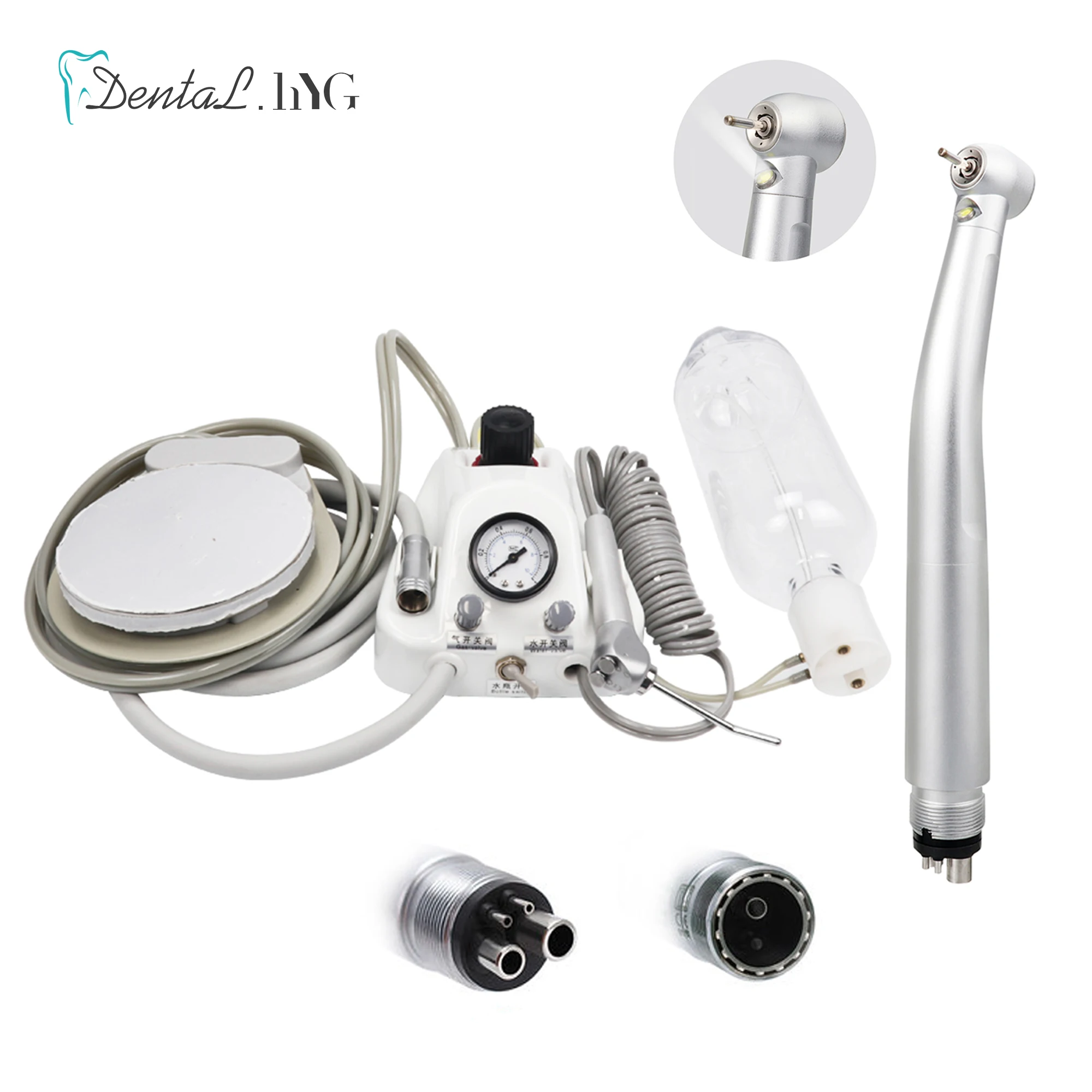 

Dental Mini Portable Turbine Unit Metal 4-Holes or 2-Holes 3 Way Syringe Dental Lab Equipment Tools With Dental Handpiece