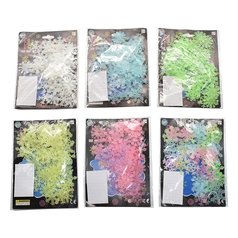 50 шт. светящиеся наклейки на стену Рождественская наклейка в виде снежинки окно