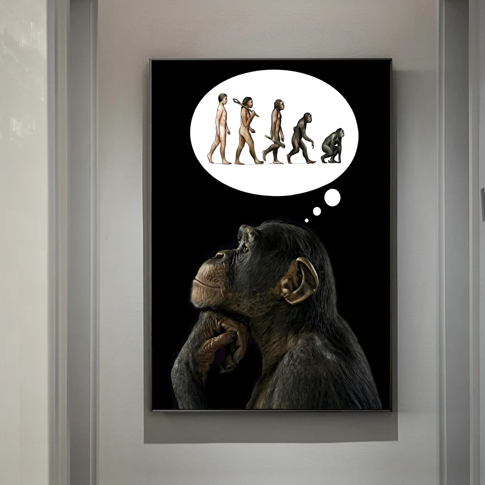 

Thinking Gorilla Human Evolution Home Decor Wall Art Posters And Prints Funny Monkey Picture On Canvas Painting For Living Room
