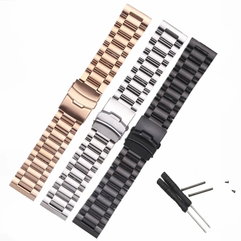 

26mm For Garmin Fenix3 Smart Watchband Black Silver Bracelet Stainless Steel Metal Watch Band Strap + 2pcs Screw + 2pcs Tool