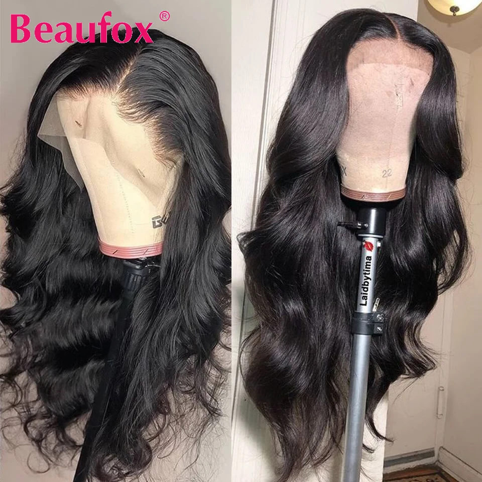 Beaufox 13x4 парики из человеческих волос на сетке спереди перуанский волнистый парик