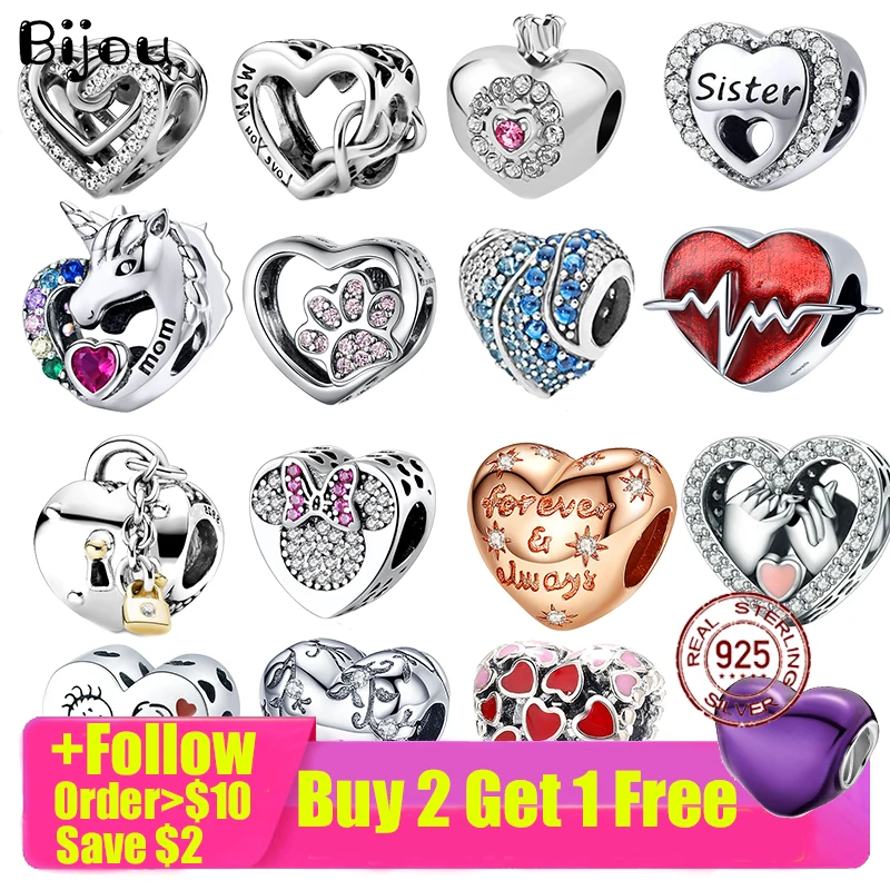 

New lock heart Beads fit Original Pandora Charms Silver 925 Bracelet DIY Women Jewelry Love Forever