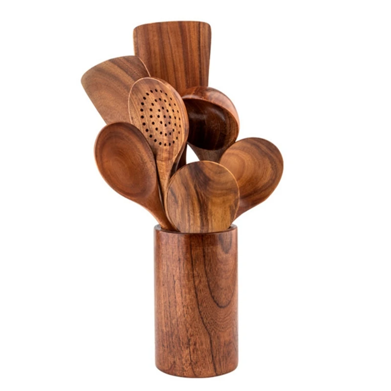 

Wooden Spatula Set Natural Teak Kitchen Cooking Utensil Wooden Spoon