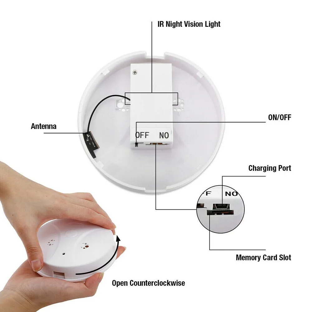 

1080P (Full-HD) Motion Detection Wireless Mini Camcorders WiFi Camera Smoke Detector Video Recorder For Home Security