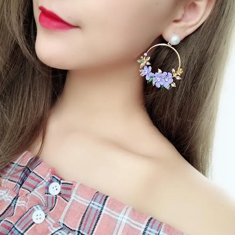 Женские серьги-подвески с золотым цветком ювелирные украшения розовым женские