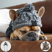 wool knitted dog hat winter warm windproof fluffy pets accessories for small medium dogs hat french bulldog puppy cat chihuahua