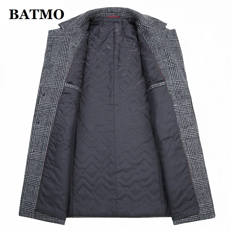 BATMO/Новое поступление, зимний высококачественный шерстяной клетчатый Тренч для мужчин, мужские шерстяные повседневные куртки, большие размеры M-4XL 898