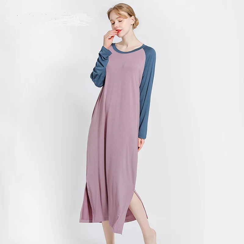 Женская ночная рубашка в стиле пэчворк летняя и весенняя пижама с длинным