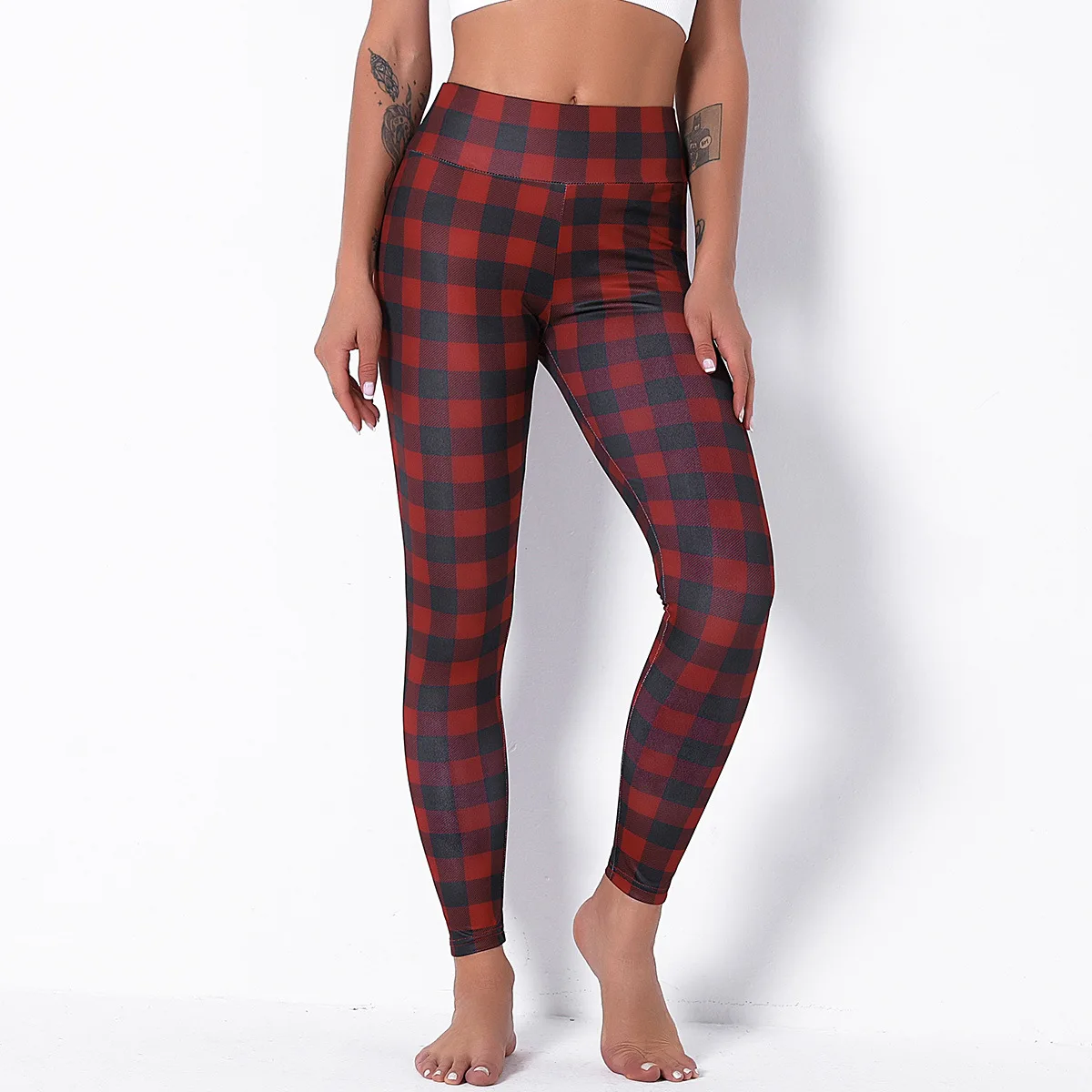 Рождественские женские брюки для йоги 2020 спортивные с высокой талией