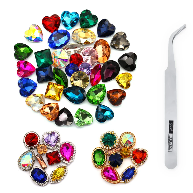 40 шт. яркие разноцветные хрустальные стразы в форме страз стеклянные аппликации