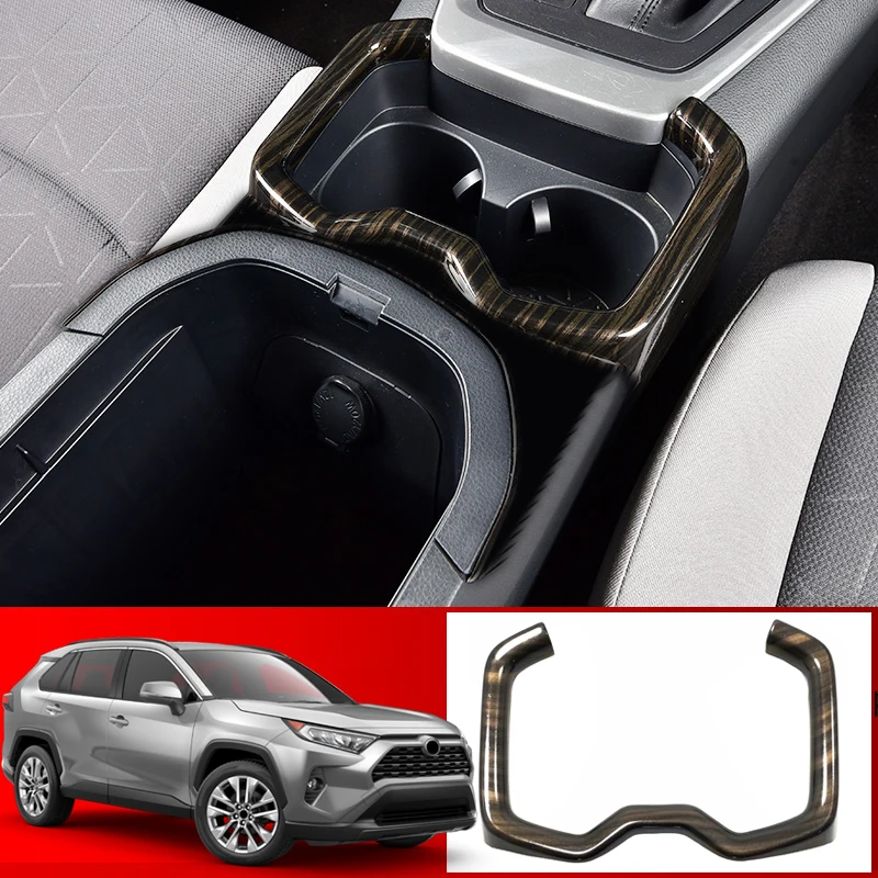 

For Toyota RAV4 XA50 2019 2020 2021 2022 ABS Wood Grain Interior Accessories Front Water Cup Holder Cover Trim 1pcs Car Styling