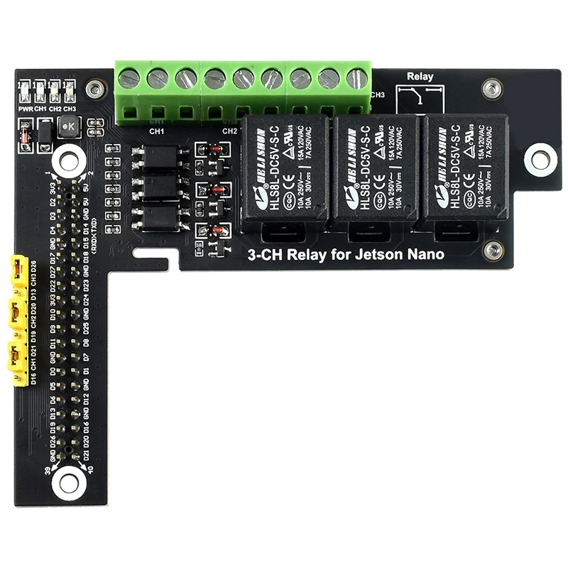

3-Ch Relay Expansion Board Designed for Jetson Nano,3 Channels Relay Control,Configurable Control Pin,Up to 2X Stackable