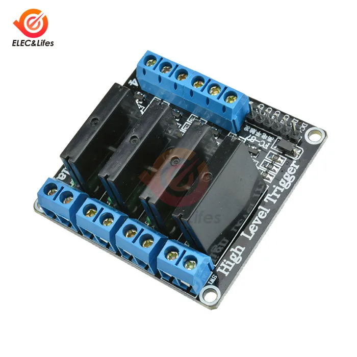 Постоянный ток 5 в 1/2/4 канала твердотельные реле G3MB-202P DC-AC PCB, SSR Триггер Высокий уровень эффективности SSR AVR DSP доска w/резистивный плавкий предохранитель - Габаритные размеры: 4 channel