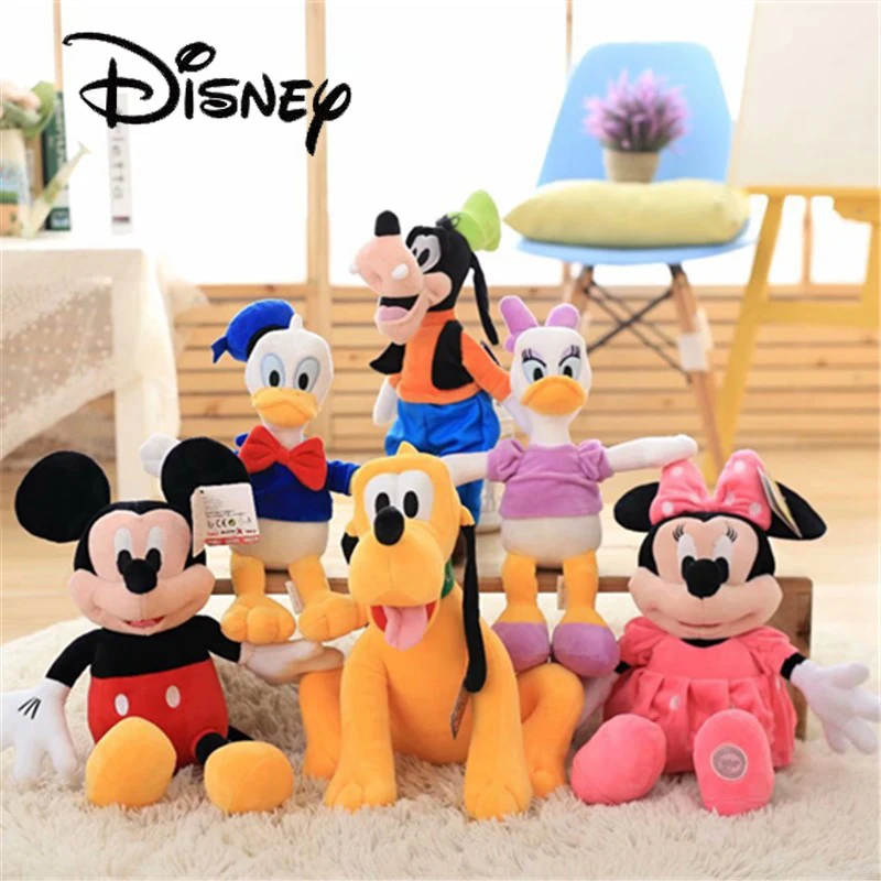 Disney-peluches de Mickey Mouse, Minnie, Pato Donald, Daisy, Pluto, muñeco de peluche, regalo de cumpleaños para niños y niñas, 30-70cm