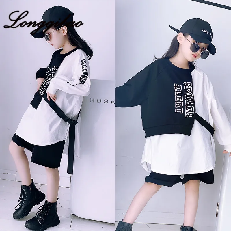 Женский Длинный свитер с принтом свободный прострочкой в Корейском стиле осень