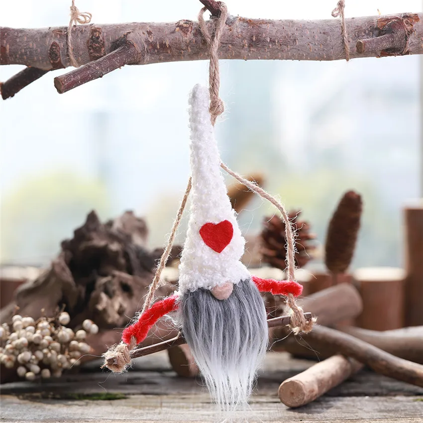 Рождественская безликая кукольная подвеска в виде сердца качели лес старый