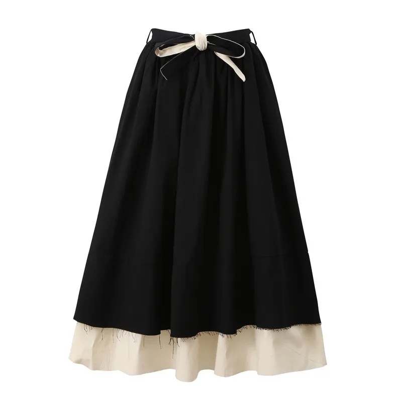 

2021 Skirt Winter New Mid-Length Dark Double Layer Burr Irregular Skirt Plus Size Black A-line Skirts Womens