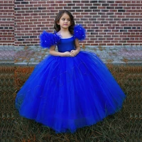royal blue tulle ball flower girl dress beads birthday couture baby wedding party dresses costumes first comunion custom made