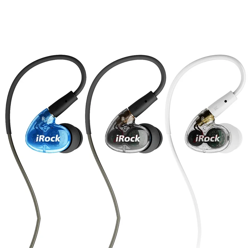 

Irock In ear Earphone Transparent Wired Super Bass stereo headset Dual Driver with mic Detachable Cable 3.5mm plug for phone