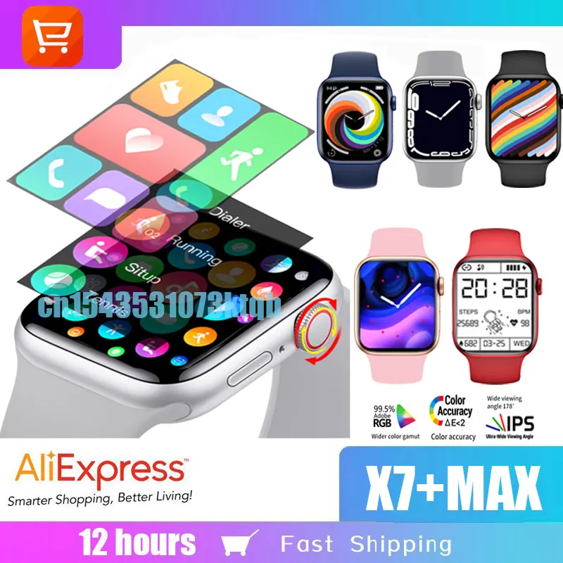 

Смарт-часы X7 + MAX, поворот на 1,75 дюйма, две кнопки, Bluetooth, вызов, мониторинг сна, артериального давления