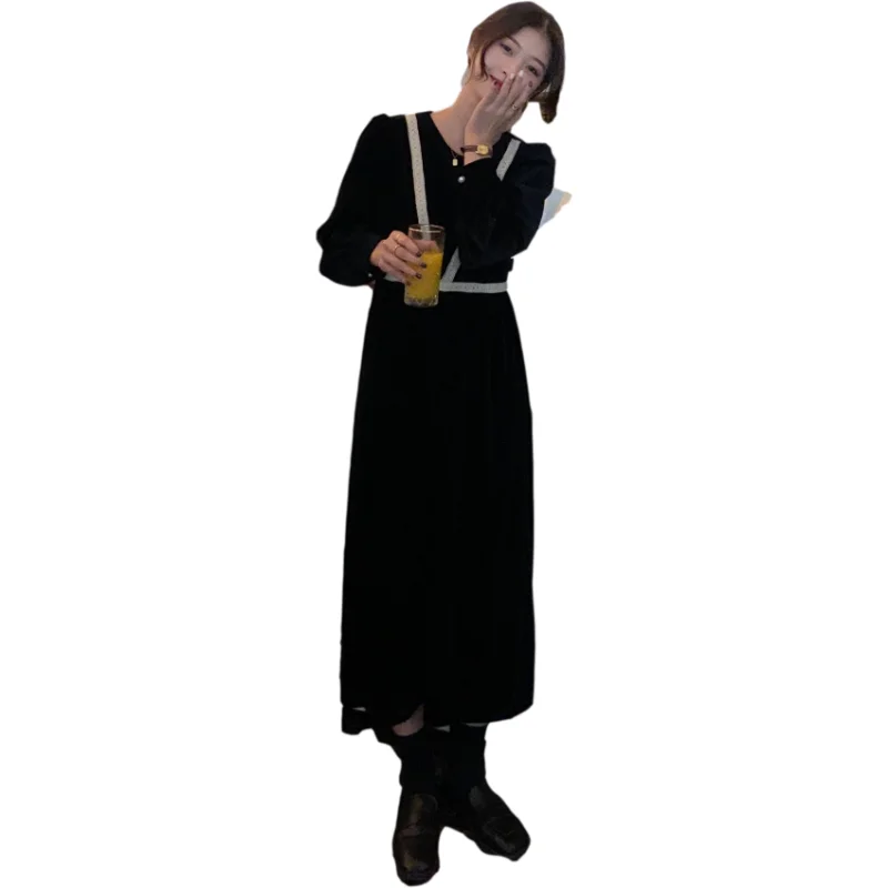 

Make firm offers socialite French velvet black dress party dresses spot
