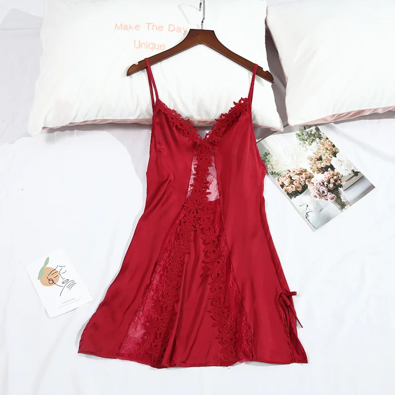 

Женское летнее атласное нижнее белье, женская сексуальная ночная рубашка, повседневная одежда для сна, женское нижнее белье