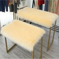 rectangular fluffy cushion items placed fluffy cover table blanket long plush artificial fur table top laying
