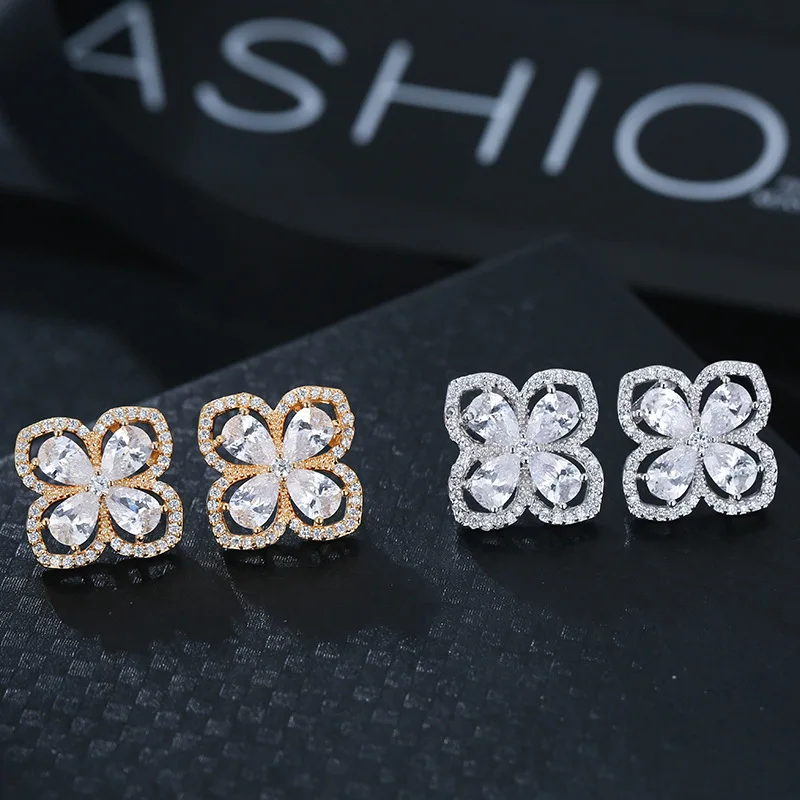 Бренд цветок Клевер серьги гвоздики верхняя одежда с геометрическим узором